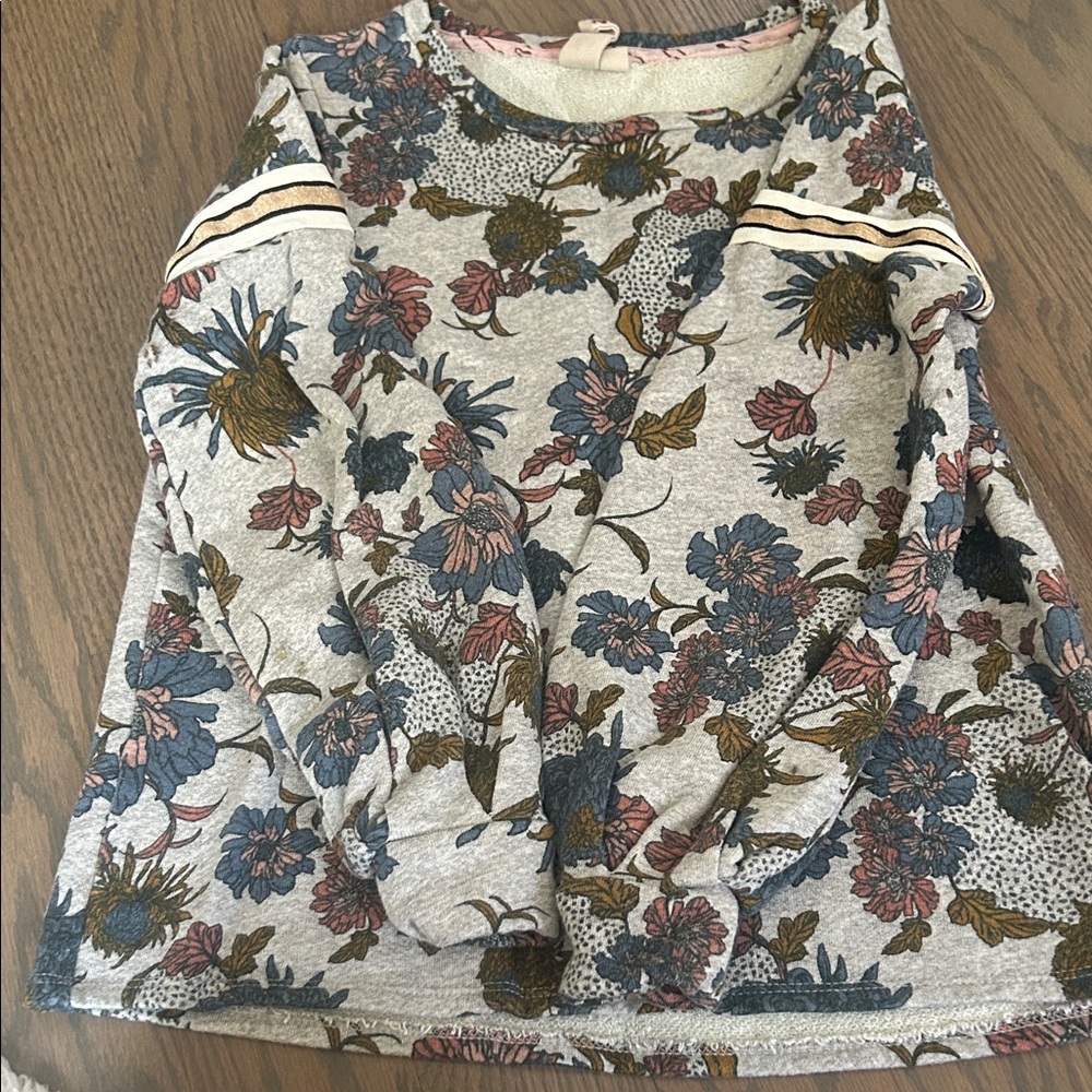Dolan Floral Print Sweatshirt - Gray and Blue